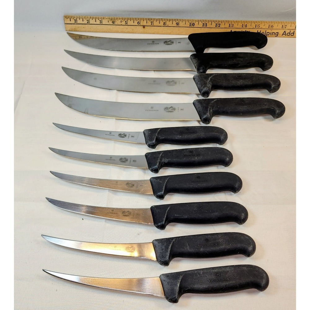 Ten (10) Swiss Army Victorinex  Kitchen Meat Knives 5.6603.15 & 5.7303.25